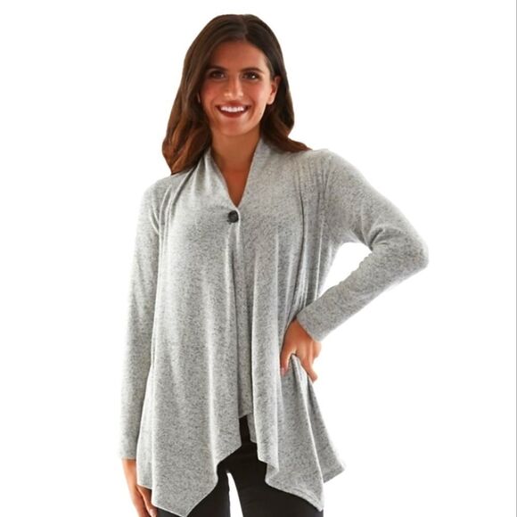 💙3 for $30💙 NWT AB Studio Wrap Cardigan Button Waterfall - Picture 1 of 6